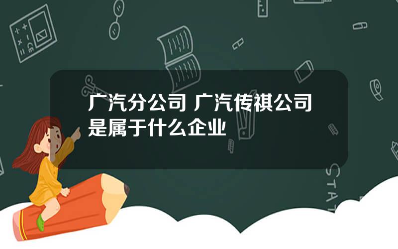 广汽分公司 广汽传祺公司是属于什么企业